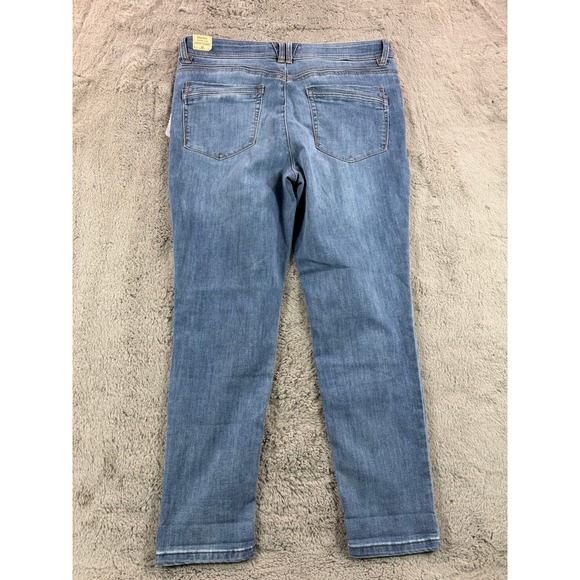 NWT Democracy Jeans 16 Mid Rise Ab Technology Ankle Length Distressed Blue Denim - Picture 6 of 14